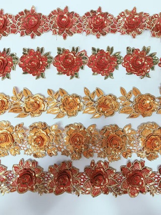 Added heded Sde Sequin polyester कढ़ाई ल्याजर ट्रिम