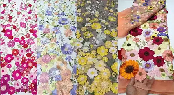 Custom Luxury Heavy Made Embroidery Tulle Beads Lace Mesh Beaded Fabric