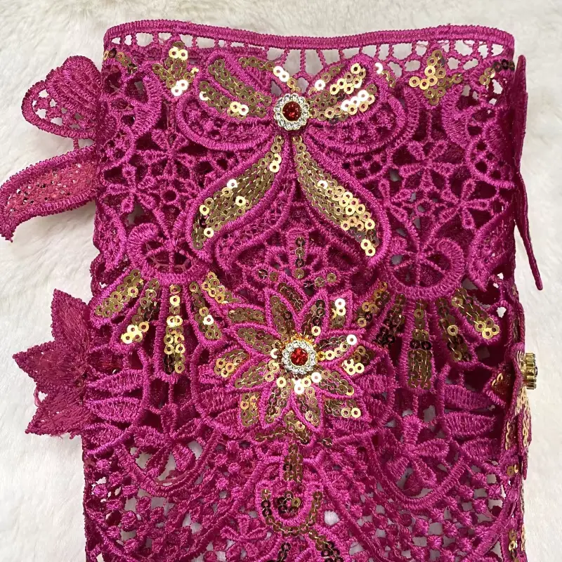 Fashionable High Quality Short Three Dimensional Floral Sequin Lace Suitable For Dresses And Other Accessories Fashionable High Quality Short Three Dimensional Floral Sequin Lace Suitable For Dresses And Other Accessories