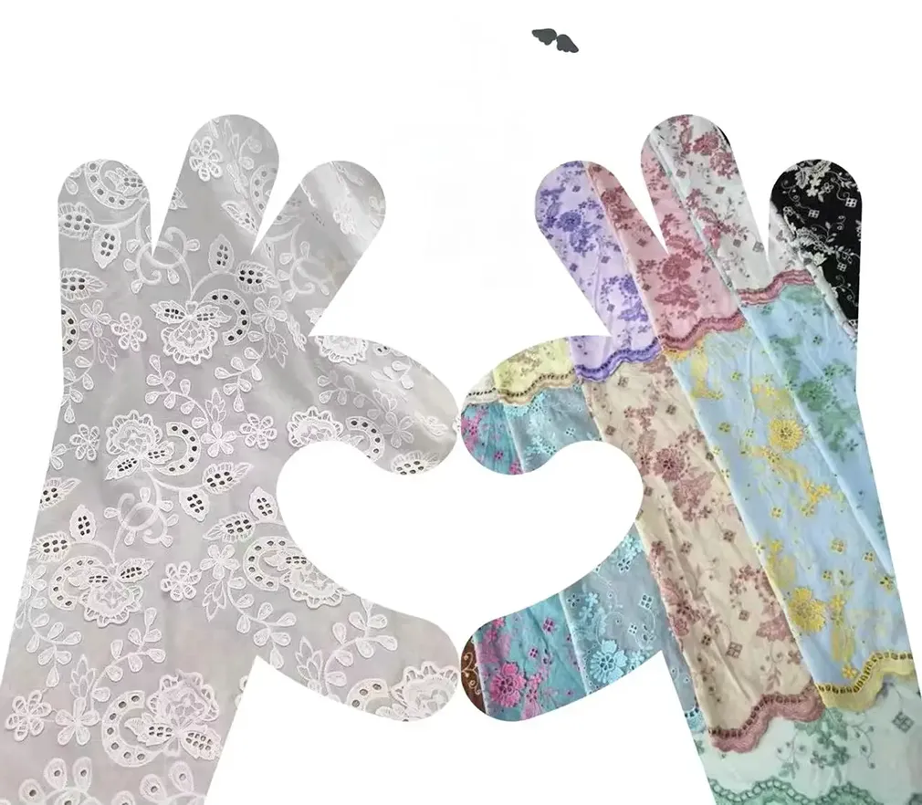 White Cotton Lace Embroidery Eyelet Fabric For Dress