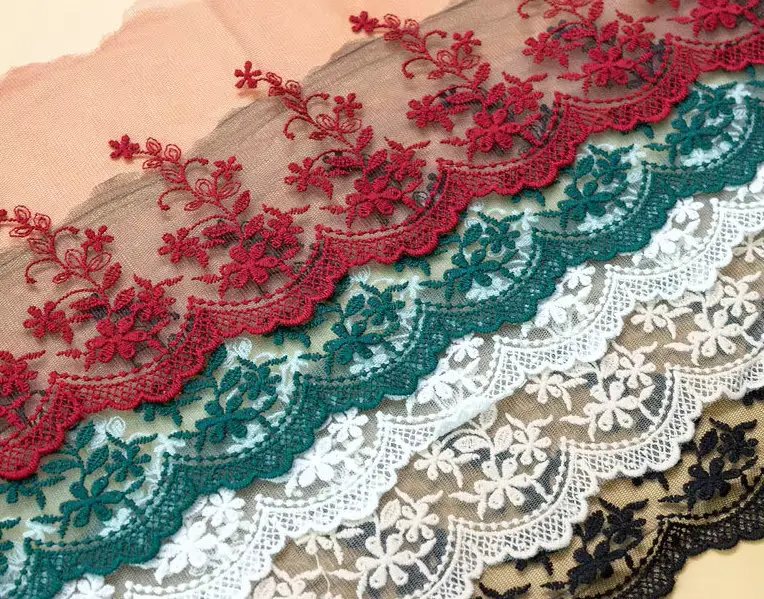 Wholesale High Quality Colorful Embroidery Lace Trimmingmesh Lace