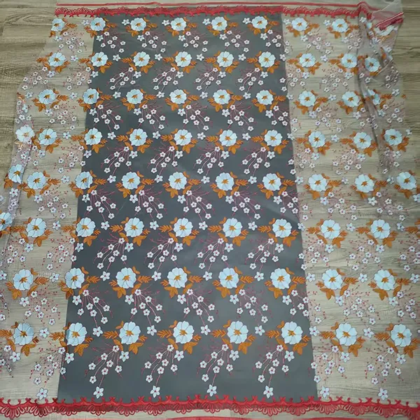Vintage Multi Color Embroidery Mesh Lace Fabric For Dresses