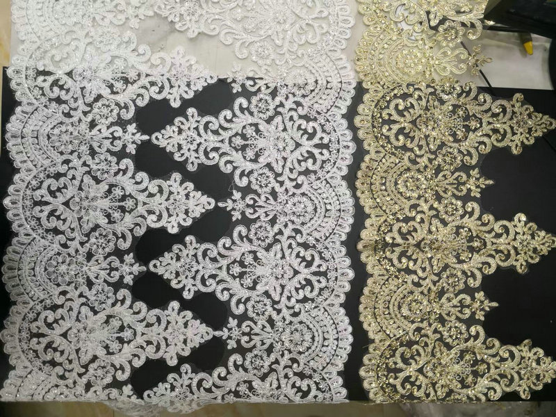 Luxury White Bridal French Lace Embroidered Bridal Lace Trim for Wedding Dress