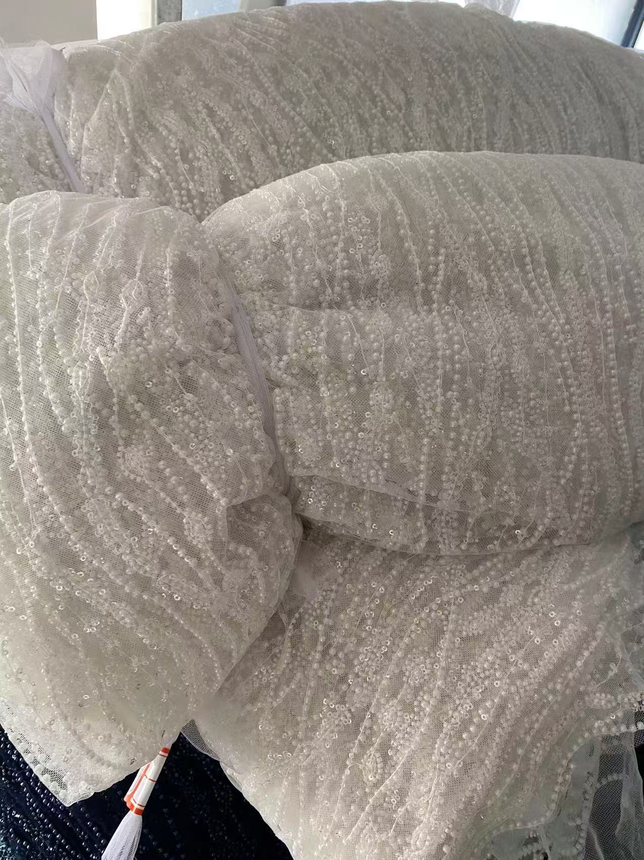 New Mesh Embroidery Bead Tube Embroidery African Fabric Lace