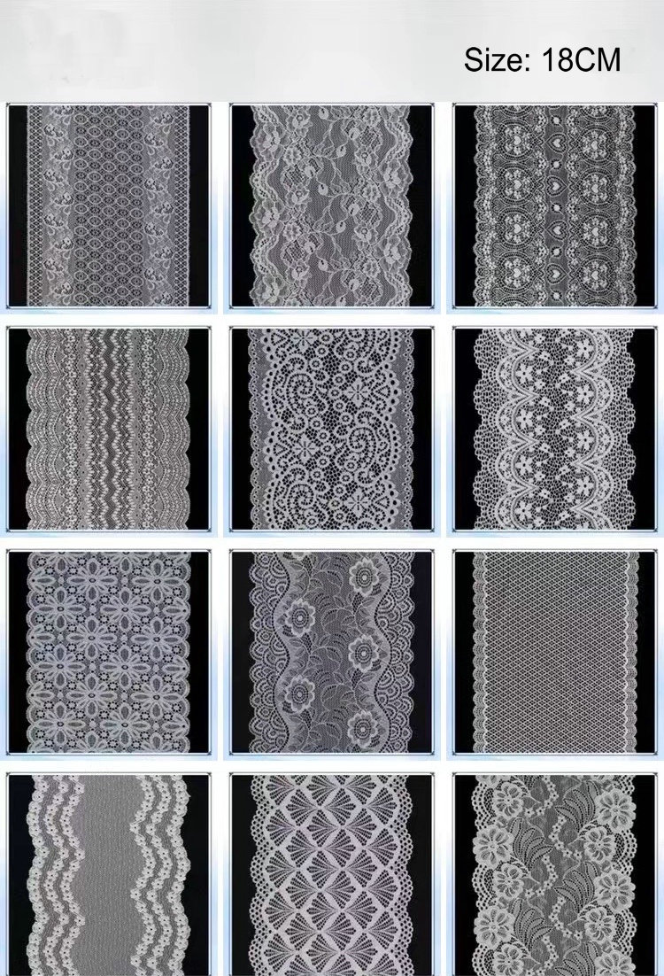 Fan-shaped Nylon Eyelash Lace Trimming for Underwear Decoration Double Scalloped Eyelash Lace Trim
