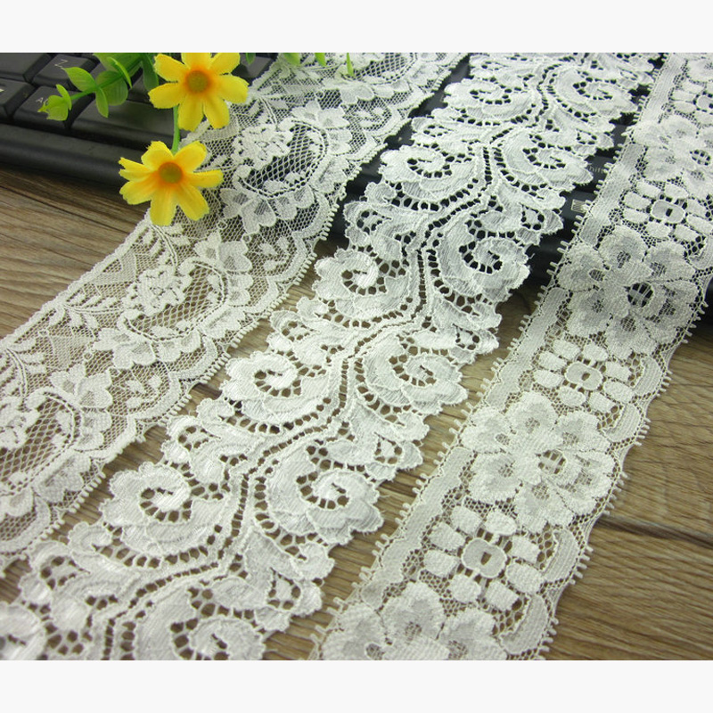Fan-shaped Nylon Eyelash Lace Trimming for Underwear Decoration Double Scalloped Eyelash Lace Trim