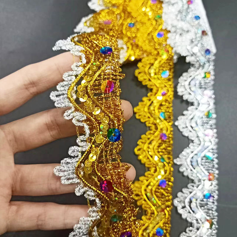 कपडाको सामान सुनको र चाँदी मेटलिक बोर्डल बोर्डल फ्याक एक्विन सिमाली सिन्ड मेटल थ्रेड मेटल ट्रिम