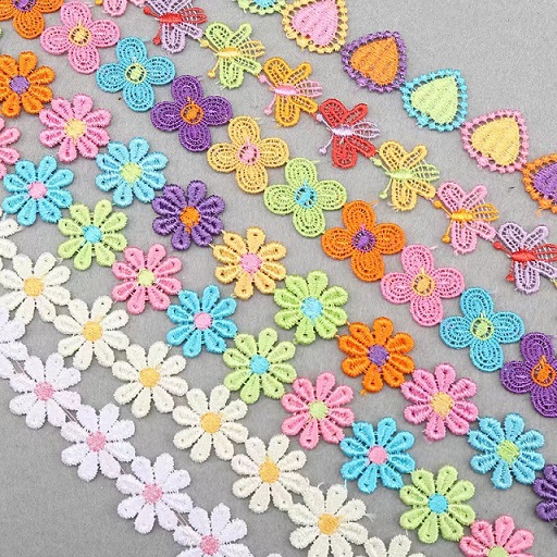 विवाह दुलही DIY पलिएस्टर कढ़ाई फूल फीता ट्रिम