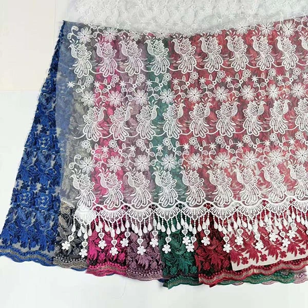 थोक सुन्दर थ्रीडी फूल मनका सस्तो टेक्सटाइल कढाई कपडा स्विस भोइल लेस ट्रिम २०२१